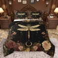 thumbnail image 1 of Homewish Bohemain Gold Dragon Queen Comforter Set,Retro Rustic Flower Bedding Sets,Natural Plant Bedding Comforter Set For Teens,Luxury Bedroom Decor Reversible,3-Piece, 1 of 8