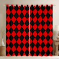 thumbnail image 1 of Homewish Bohemain Rhombus Print Black Out Curtains,Minimalsim Geometric Aesthetic Curtains Pack of 2 (42x63 Each),Red Black Bedroom Curtains For Girls Teens,Breathable Home Decor, 1 of 6