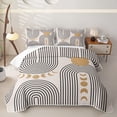 thumbnail image 1 of Homewish Bohemian Abstract Lines Twin Quilt Set,Mid-Century Artwork Twin Coverlet Set,Beige,2 Pieces, 1 of 7