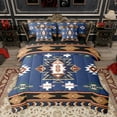 thumbnail image 1 of Homewish Bohemian Aztec Triangle Bedding Comforter Set 7pcs, Blue Brown Southwestern Style King Bedding Sets, Teens Kids Women Men Reversible Bed Sheets, Microfiber Bedroom Decor, 1 of 8