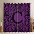 thumbnail image 1 of Homewish Bohemian Damask Print Blackout Curtains Set of 2 (52x84 Each), Purple Hippie Damask Floral Window Curtains, Vintage Letter C Curtains and Drapes, Curtains and Drapes Home Decor, 1 of 6