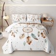 thumbnail image 1 of Homewish Bohemian Dreamcatcher Bed Spread Queen,Dreamy Feather Queen Coverlet Set,White Brown,3 Pieces, 1 of 7