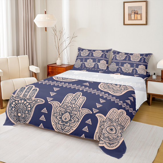 Homewish Bohemian Mandala 4 Pieces Queen Sheet Sets for Teens Boys Girls,Hippie Floral Flower Ultra Soft Flat Sheet,Exotic Style Queen Fitted Sheet,Ultra Soft Home Decor