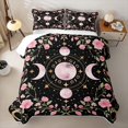 thumbnail image 1 of Homewish Bohemian Moon Phase Twin Quilt Set, Pink Flower Blossom Twin Coverlet Set, 2pcs 1 Bedspread and 1 Pillowcase, 1 of 7
