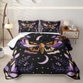 thumbnail image 1 of Homewish Bohemian Moths Twin Quilt Set,Purple Moon Plants Twin Coverlet Set,2 Pieces, 1 of 7