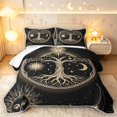 thumbnail image 1 of Homewish Bohemian Nature Tree Twin Quilt Set,Vintage Sun Moon Twin Coverlet Set,Black Gold,Black Reversible,2 Pieces, 1 of 7