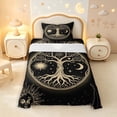 thumbnail image 1 of Homewish Bohemian Nature Tree Twin Sheets,Vintage Sun Moon Bedding,Black Gold,3 Pieces,1 Flat Sheet,1 Fitted Sheet and 1 Pillowcase, 1 of 6