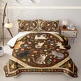 thumbnail image 1 of Homewish Bohemian Pet Cats Quilt King,Cute Floral King Coverlet Set,Brown Cream,3-Piece, 1 of 7