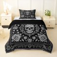 thumbnail image 1 of Homewish Bohemian Skull Damask Twin Comforter Sets,Halloween Bedding Set,Black Gray,Black Reversible,2pcs,1 Comforter and 1 Pillowcase, 1 of 7