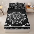 thumbnail image 1 of Homewish Bohemian Skull Zipper Full Size Comforter Sets with Fitted Sheet and 2 Pillowcases,Vintage Mandala Zipper Bedding Set,Black White,Halloween Bed Set,Black Reversible,4pcs, 1 of 8
