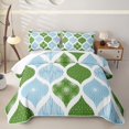 thumbnail image 1 of Homewish Bohemian Swirl Lines Twin Quilt Set,Modern Geometric Twin Coverlet Set,Blue Green,2 Pieces, 1 of 7