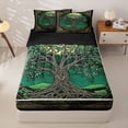 thumbnail image 1 of Homewish Bohemian Tree Of Life Zipper Twin Comforter Sets with Fitted Sheet and 2 Pillowcases,Black Gold Green Zipper Bedding Set,Black Reversible,4 Pieces, 1 of 7