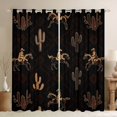 thumbnail image 1 of Homewish Bohemian Western Cowboy Kitchen Curtains,Southwest Desert Cactus Black Out Curtains Pack of 2 (42x63 Each), 1 of 6