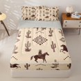 thumbnail image 1 of Homewish Bohemian Western Cowboy Zipper Twin Comforter Sets with Fitted Sheet and 2 Pillowcases,Desert Plant Cactus Zipper Bedding Set,Light Gray Reversible,4pcs, 1 of 8