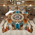 thumbnail image 1 of Homewish Boho Bohemain Dreamcatcher Queen Comforter Set,Western Country Farmhouse Bedding Sets,Brown Beige Cyan Bedding Comforter Set For Men Women,Breathable Home Decor Reversible,3 Pieces, 1 of 8