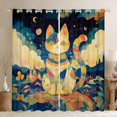 thumbnail image 1 of Homewish Boho Bohemain Style Blackout Curtains Set of 2 (52x84 Each),Retro Cat Kitten Window Curtains,Beige Blue Curtains and Drapes For Girl,Microfiber Bedroom Decor, 1 of 6