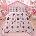 thumbnail image 1 of Homewish Boho Bohemain Tribal Full Size Comforter Sets,Western Bull Skull Bedding Comforter Set,Pink Black Bedding Sets For Boys Kids,Luxury Bedroom Decor Reversible,3 Pieces, 1 of 8