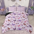 thumbnail image 1 of Homewish Boho Butterfly Bedding Comforter Set,Rustic Flower Twin Comforter Sets,Pink Purple Bedding Set For Girls Kids,Luxury Bedroom Decor Reversible,2-Piece, 1 of 8