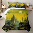 thumbnail image 1 of Homewish Boho Castle Bed Spread Queen, Full Moon Print Queen Coverlet Set, Green, 3pcs 1 Quilt and 2 Pillowcases, 1 of 7