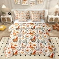 thumbnail image 1 of Homewish Boho Chicken 7 Pieces Bedding Comforter Set,Rustic Flower Full Bedding Set,Orange White Fitted Sheet Flat Sheet For Men Women,Microfiber Bedroom Decor Reversible, 1 of 8