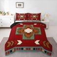 thumbnail image 1 of Homewish Boho Cross Rhombus Full Size Comforter Sets,Vintage Bohemian Bedding Comforter Set,Red Green,Black Reversible,3 Pieces,1 Comforter and 2 Pillowcases, 1 of 7