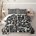 thumbnail image 1 of Homewish Boho Daisy Flower Quilt King,Contemporary Aesthetic King Coverlet Set,White Black,3pcs, 1 of 7