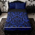 thumbnail image 1 of Homewish Boho Damask Skull Zipper Twin Comforter Sets with Fitted Sheet and 2 Pillowcases for Kids, Royal Blue Gothic Halloween Zipper Bedding Set, Black Reversible, 4pcs, 1 of 6