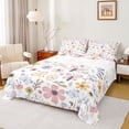 thumbnail image 1 of Homewish Boho Flower Butterfly Twin Sheet Sets,Rustic Floral Twin Fitted Sheet,Pink White Blue Flat Sheet For Girls Teens,Ultra Soft Home Decor,3pcs, 1 of 7
