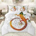 thumbnail image 1 of Homewish Boho Gecko Print Bedding Comforter Set,Vintage Bohemain Pattern Twin Comforter Sets,White Gray Orange Bedding Set For Boys Kids,Ultra Soft Home Decor Reversible,2pcs, 1 of 8