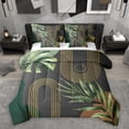thumbnail image 1 of Homewish Boho Geometric Aesthetic 7 Pieces Bedding Comforter Set,Abstract Stripes Circles Full Bedding Set,Green Brown Fitted Sheet Flat Sheet For Girl,Breathable Home Decor Reversible, 1 of 8