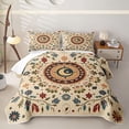 thumbnail image 1 of Homewish Boho Mandala Floral Quilt Full,Vintage Botanical Full Bedspread Sets,Cream Blue,3 Pieces, 1 of 7
