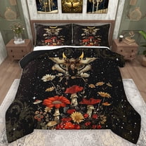 Homewish Boho Moth Bedding Comforter Set,Colorful Flower Mushroom Twin Comforter Sets,Rustic Plant Daisy Bedding Set For Teens,Luxury Bedroom Decor Reversible,2-Piece