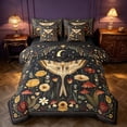 thumbnail image 1 of Homewish Boho Moth Twin Bedding, Hippie Flower Mushroom Bedding Comforter Set, Black Reversible 7-Piece, 1 of 7