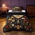 thumbnail image 1 of Homewish Boho Moth Twin Comforter Sets, Hippie Flower Mushroom Bedding Set, Black Reversible 2pcs, 1 Comforter and 1 Pillowcase, 1 of 6