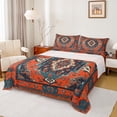 thumbnail image 1 of Homewish Boho Orange Beige Twin 3-Piece Reversible Adult Breathable Vintage Pattern Sheet Set, 1 of 7