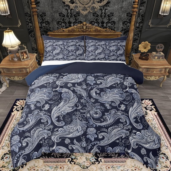 Homewish Boho Paisley Bedding Comforter Set 2pcs for Teens Boys Girls,Bohemian Theme Twin Comforter Sets Microfiber,Exotic Style Breathable Bedding Set,Super Cozy Room Decor,Reversible