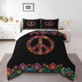 thumbnail image 1 of Homewish Boho Peace Sign 3 Pieces Queen Comforter Set for Female Men,Hippie Peace Symbol Ultra Soft Bedding Sets,Bohemian Flower Bedding Comforter Set Breathable,Luxury Bedroom Decor,Reversible, 1 of 8