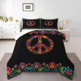 thumbnail image 1 of Homewish Boho Peace Sign Bedding Comforter Set 2pcs for Female Men,Hippie Peace Symbol Twin Comforter Sets Microfiber,Bohemian Flower Breathable Bedding Set,Luxury Bedroom Decor,Reversible, 1 of 8