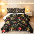 thumbnail image 1 of Homewish Boho Plant Mushrooms Quilt King,Vintage Botanical King Coverlet Set,Black,Black Reversible,3-Piece, 1 of 7