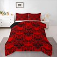 thumbnail image 1 of Homewish Boho Skull Damask Full Size Comforter Sets,Horror Halloween Bedding Comforter Set,Red,Black Reversible,3pcs,1 Comforter and 2 Pillowcases, 1 of 7