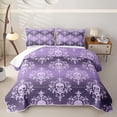 thumbnail image 1 of Homewish Boho Skull Damask Twin Quilt Set,Gothic Halloween Twin Coverlet Set,Light Purple,2 Pieces, 1 of 7