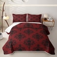 thumbnail image 1 of Homewish Boho Skull Skeleton Quilt King,Retro Red Damask King Coverlet Set,Halloween Duvet,3-Piece, 1 of 7