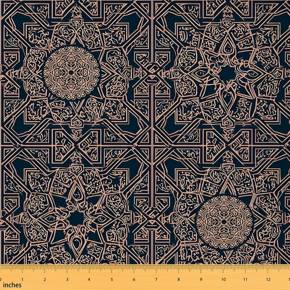 Homewish Boho Style Fabric by the Yard 3 Yard,Bohemain Print Sewing Fabric,Brown Black Room Decor Fabric by the Yard For Men Women,Microfiber Bedroom Decor