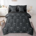 thumbnail image 1 of Homewish Boho Sugar Skull 7pcs Queen Bedding,Black Damask Bedding Comforter Set Queen,Gothic Halloween Bed Set,Black Reversible, 1 of 8