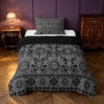 thumbnail image 1 of Homewish Boho Sun Moon Twin Comforter Sets, Victorian Damask Aztec Bedding Set, Gray Black, Black Reversible 2pcs, 1 Comforter and 1 Pillowcase, 1 of 6