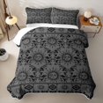 thumbnail image 1 of Homewish Boho Sun Moon Twin Quilt Set, Victorian Damask Aztec Twin Coverlet Set, Gray Black, 2 Pieces 1 Bedspread and 1 Pillowcase, 1 of 7