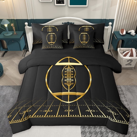 Homewish Boho Theme 7-Piece Bedding Comforter Set,Retro Bohemain Print King Bedding Sets,Black Gold Bed Sheets For Adults,Breathable Home Decor Reversible
