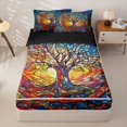 thumbnail image 1 of Homewish Boho Tree Of Life Zipper Twin Comforter Sets with Fitted Sheet and 2 Pillowcases,Aesthetic Stained Glass Zipper Bedding Set,Black Reversible,4-Piece, 1 of 7