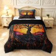 thumbnail image 1 of Homewish Boho Tree Of Life Twin Comforter Sets,Colorful Bohemian Glass Bedding Set,Orange Blue,Black Reversible,2pcs,1 Comforter and 1 Pillowcase, 1 of 7