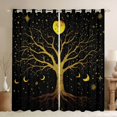 thumbnail image 1 of Homewish Boho Tree of Life Blackout Curtains, Moon Stars Sun Curtains Pack of 2 (42x84 Each), Gold Black, 1 of 5